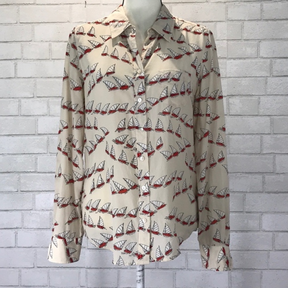 Equipment Femme Silk Sailboat Blouse Top Size Small